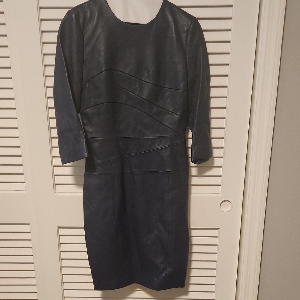 ANTONIO MELANI Navy Blue Leather Dress